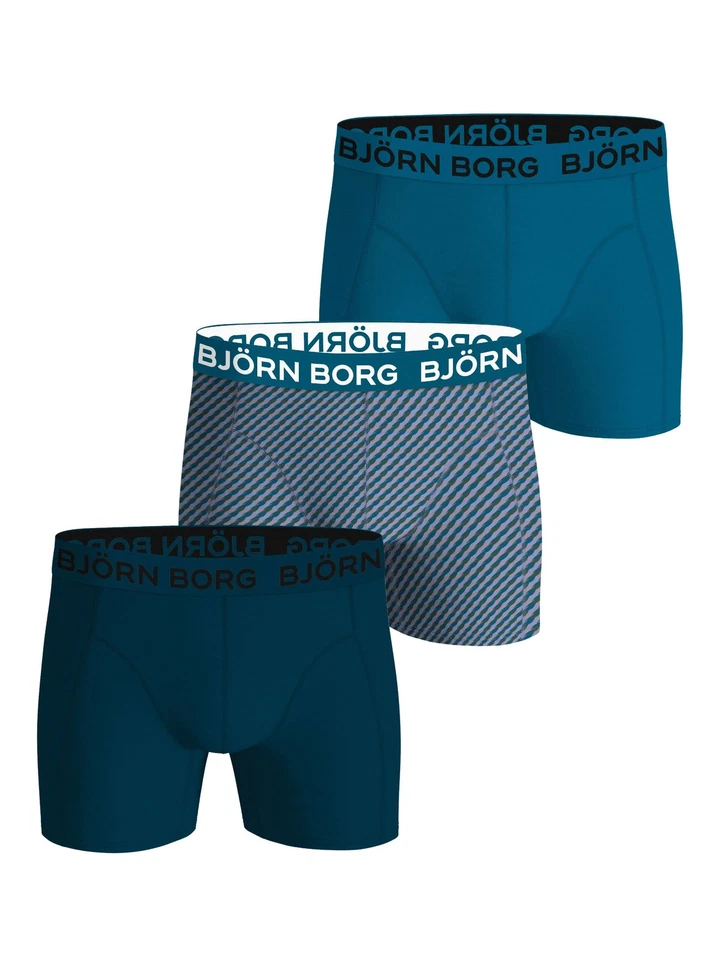 BJORN BORG Björn Borg 3-Pack Cotton Stretch Boxers – Blue/Green Design