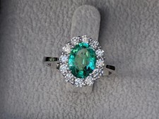 2.40 Ct Oval Cut Real Natural Emerald Diamond Wedding Ring 14K Solid White Gold