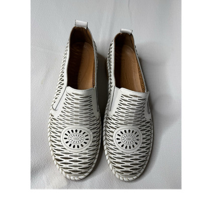 Spring Step White Leather Slip-On Flats Cut-Out Braided Round Toe Women's 9