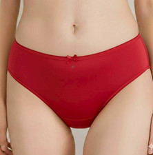 6 Plus Underwear Mid-Waist Panties Women Mens Briefs Nylon Silky Soft 2XL/Red