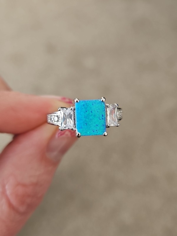 Fragrant Jewels Sterling Silver Blue Opal Ring Size 7