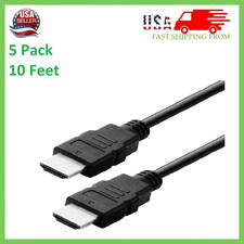 5 Pack New Digital High-Speed 1.4 HDMI Cable PVC 2160p Black Cord 10 feet 