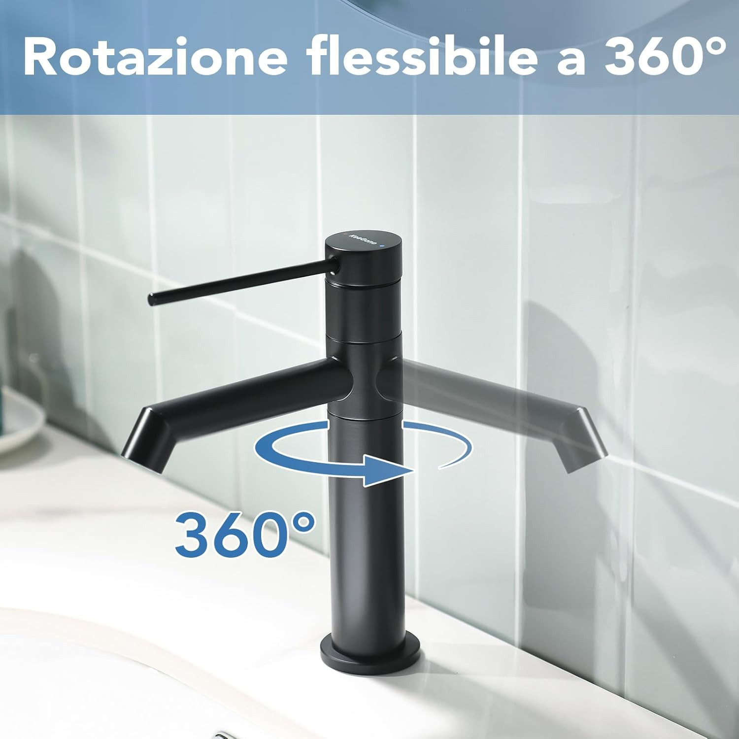 Rubinetto Bagno Facile da Pulire - Bocca Rotabile 122mm per Lavabo - 2
