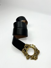 Dolce & Gabbana Leather Belt Baroque Gold Buckle Black Made In Italy Size 90/36