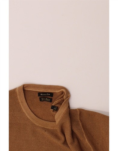 MASSIMO DUTTI Mens Crew Neck Jumper Sweater Large Brown Wool BR34 - Picture 3 of 3