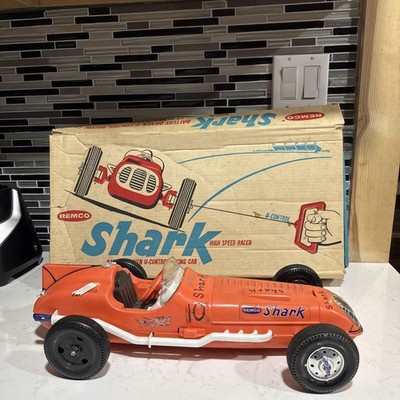 Vintage Remco Shark Battery Powered Indy Tether Car  with original box 