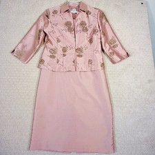 Jessica Howard Petite 2 Piece Evening Dress Jacket Women  s 10P Blush Pink Rose