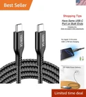 15FT 100W Braided USB-C to USB-C Cable for High-Speed Charging & Data Transfer