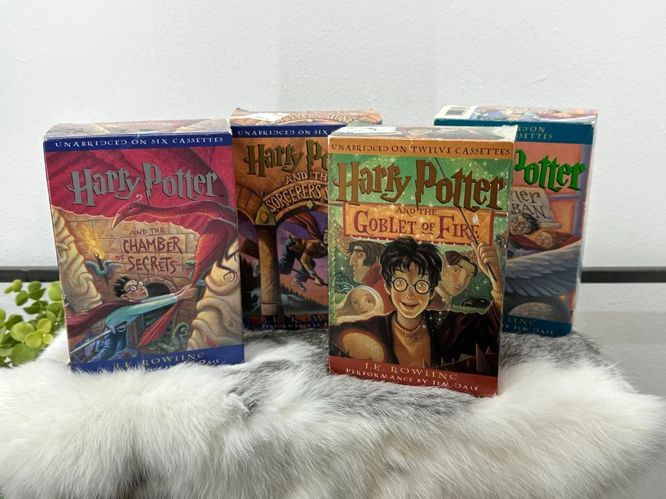 Harry Potter 1-4 Audio Cassettes Tapes J. K. Rowling Lot Jim Dale Set Audiobook - Image 1 of 4