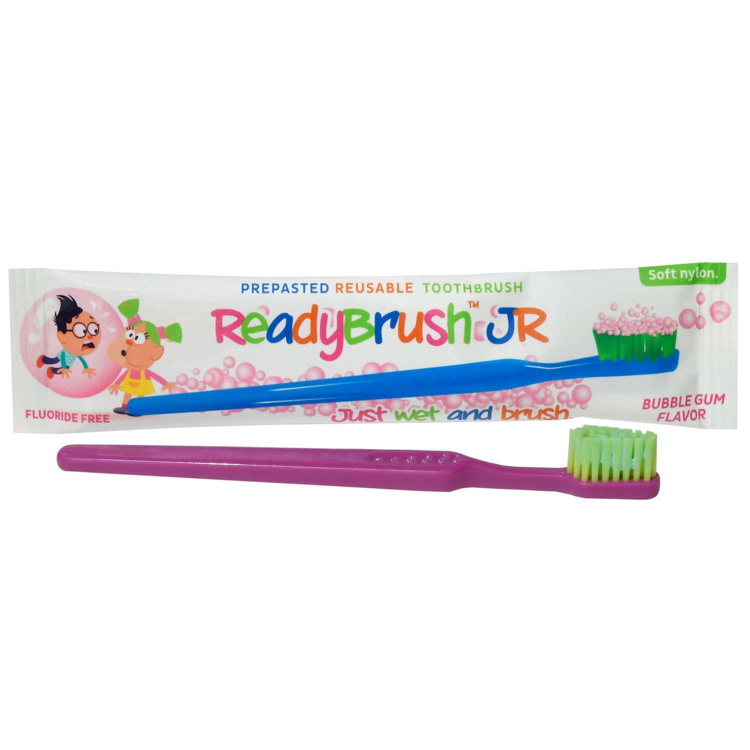 ReadyBrush Jr. Prepasted Reusable Toothbrush, Child, Bubbleg