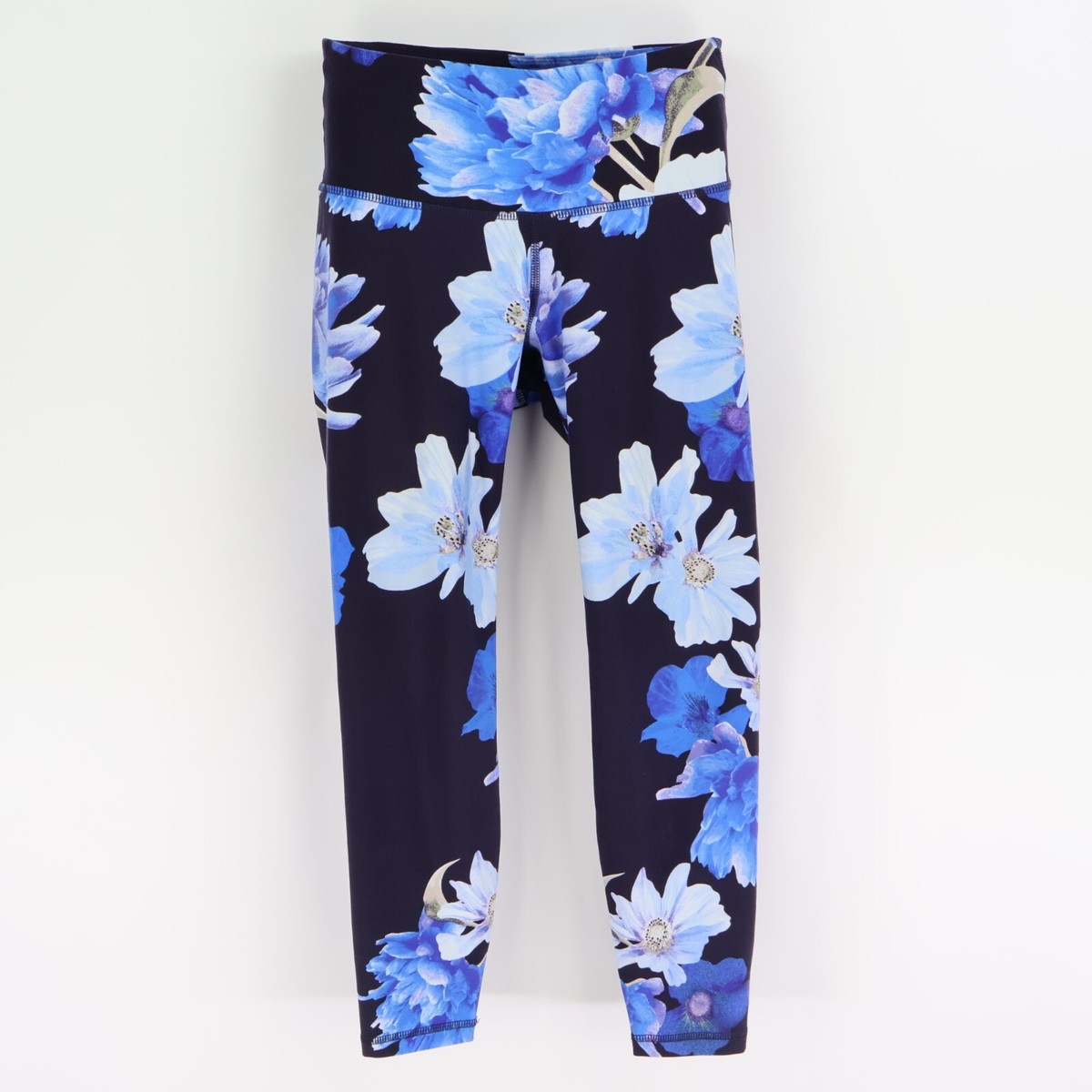 Old Navy Active Elevate Leggings Go-Dry Womens PS Blue Floral Mid Rise  Stretch