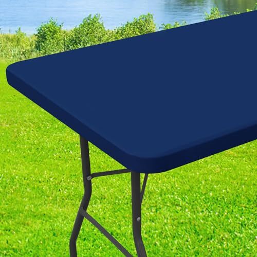 Spandex Picnic Table Cloth, Elastic Fitted Tablecloths for 5 Foot Rectangle - Picture 2 of 8