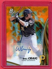 2017 Bowman Platinum Will Craig Orange Autograph 23/25 SSP Will Craig Pirates