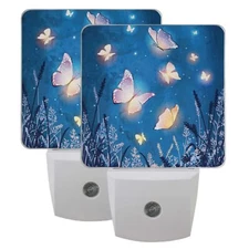 Magical Butterfly Night Light Set Of 2 Glowing Butterflies Stars Plugin Led Nigh