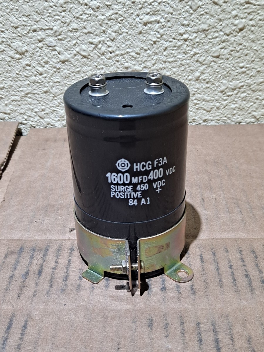 HITACHI HCG F3A 1600MFD 400 VDC SURGE 450 VDC CAPACITOR ROUND