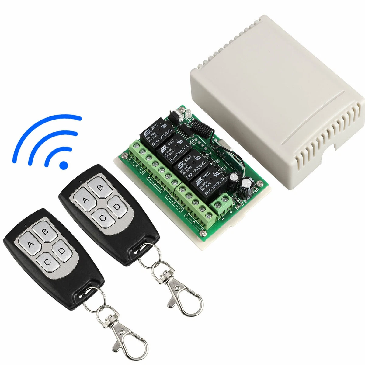 12V 4CH Channel 443MHz Wireless RF Remote Control Relay Switch With 2 Receiver