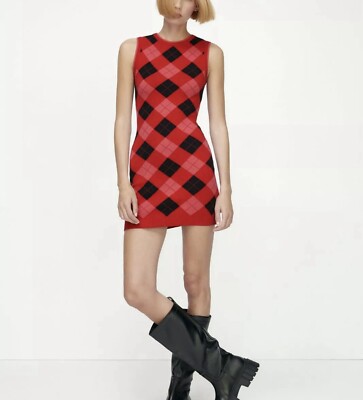 red knit dress zara ASYMMETRIC KNIT DRESS - Red