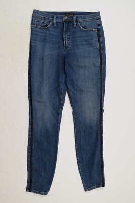 Silver Jeans Calley Blue Metallic Stripe High Rise Skinny Jeans Womens