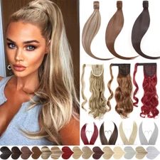 MEGA Thick Ponytail Clip In Hair Extension Natural as Human Curly Wavy Pony Tail