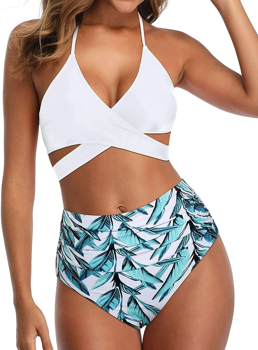 Halter top bikini high waisted sale