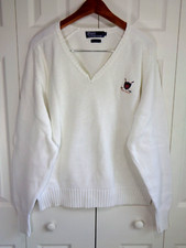 Vintage 90s Ralph Lauren Polo Golf Crest Pullover Knit -M Cotton Sweater V-Neck