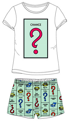 MONOPOLY Hasbro Damen Schlafanzug Spiele Disney Pyjama Sommer Shorty S M L XL