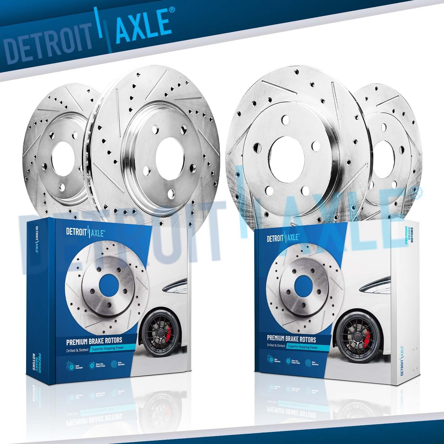 Front and Rear DRILLED Slotted Brake Disc Rotors Kit for Honda Accord Acura TSX