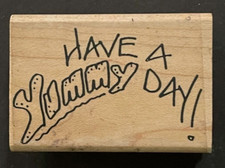 Have a Yummy Day Food Cuisine Eating Word Phrase Sentiment Wood Rubber Stamp