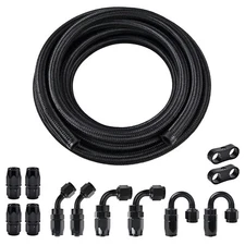 10AN Fuel Line Kit, 6AN Nylon Braided Fuel Line Hose Fitting Kit CPE 20FT Black
