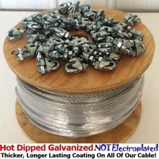 Jones-Sports Hot-Dipped Galvanized Steel Aircraft Cable Wire Rope with Clamps