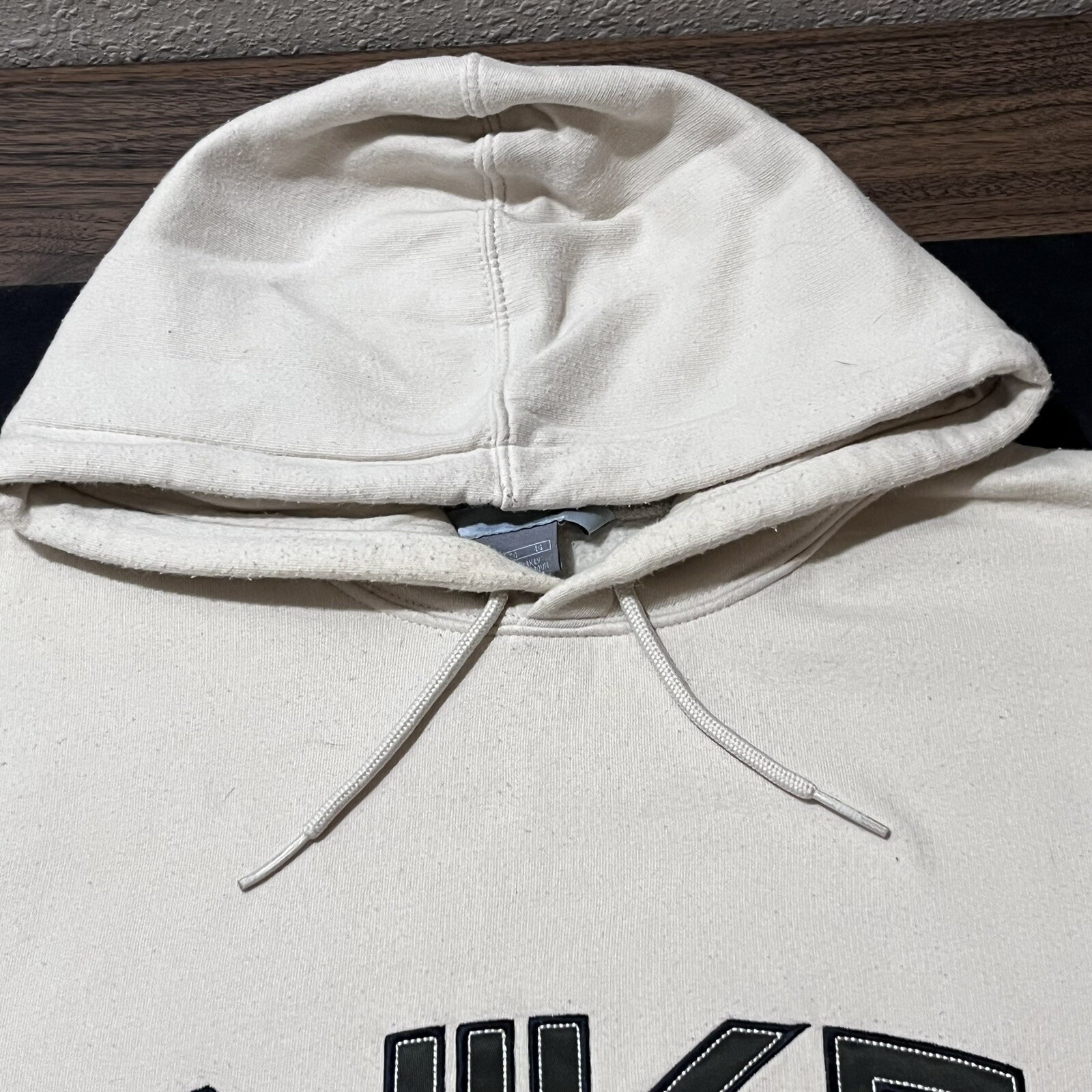 Vintage Nike Center Swoosh Hoodie Cream Brown Sweatshirt off-white Hip-Hop Rare image 7
