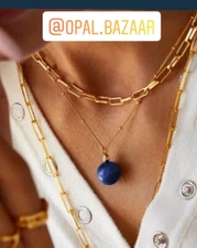 925 Sterling Silver Gold plated Necklace Malachite and Lapis lazuli Vinaderstyle