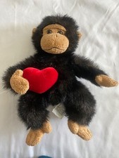 Vintage Russ Berrie Monkey Plush RB For Target Chimpanzee Holding Red Heart 10