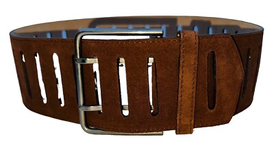 Alzare Italy Brown Suede Wide Cutout Belt 2 Prong Buckle M 