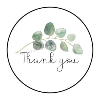 30 THANK YOU EUCALYPTUS ENVELOPE SEALS LABELS PARTY FAVORS STICKERS 1.5''