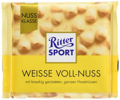 Ritter Sport white whole hazelnut 100 gr 10x | Total weight 1000 gr