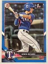 2018 Bowman Kenen Irizarry Blue /99 1st Bowman Texas Rangers #BD-140