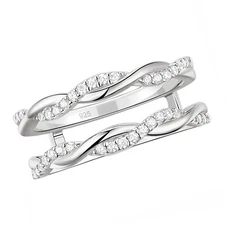 925 Silver Twisted Ring Jacket Wrap Guard Insert Engagement Ring for Women