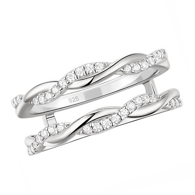 925 Silver Twisted Ring Jacket Wrap Guard Insert Engagement Ring for Women 