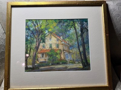 Superb Albert Van Nesse Greene (1887 - 1971)''Country Home Scene'' Pastel Painting