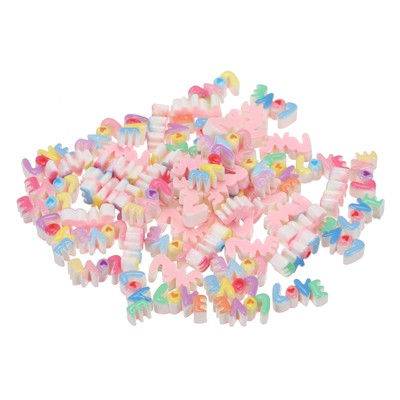 Mini Resin Foods, Tiny LOVE Letters for Crafts Dollhouse (Light Colors, 100pcs)