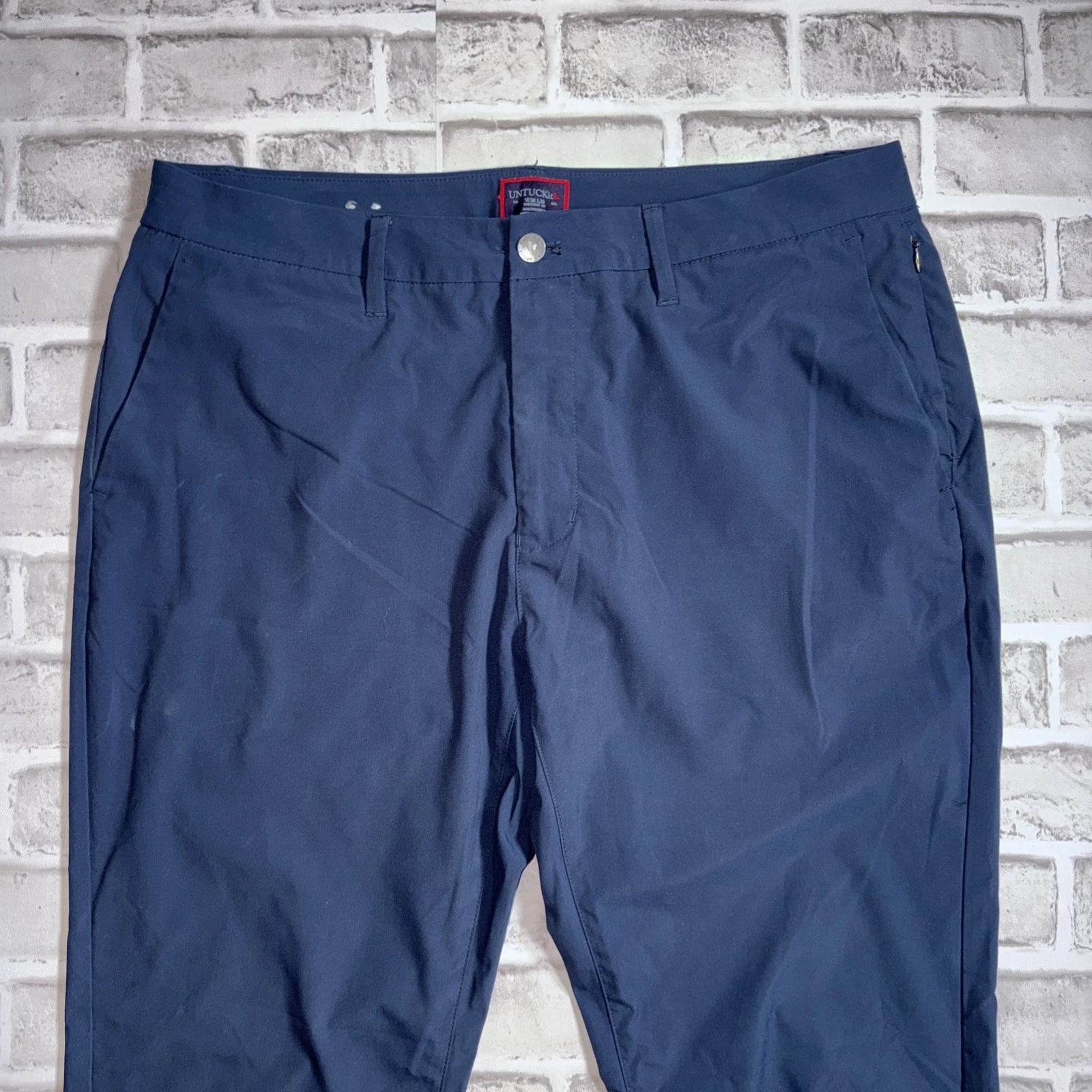 UNTUCKit Chancellor Pants Straight Fit 36x30 Navy Golf Performance Flat Front