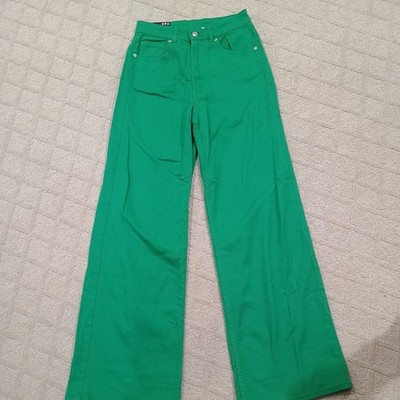 Divided By H&M Women s Kelly Green Denim High Waist Wide Leg Size 4, NWT