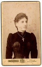 Antique CDV Circa 1890s L. Grillich Lady In Dress Wien Austria