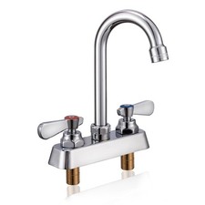 Utility Sink Faucet 4" Deck Mount Brass Commercial Faucet with 3-1/2" Goosene...
