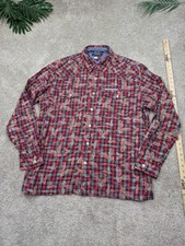Vintage Tommy Jeans Shirt Mens Large Red Plaid All Over Eagle Button USA 250