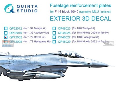 QTSQP72002 1:72 Quinta Studio 3D Decal - F-16C Block 40/42 Falcon Reinforcement