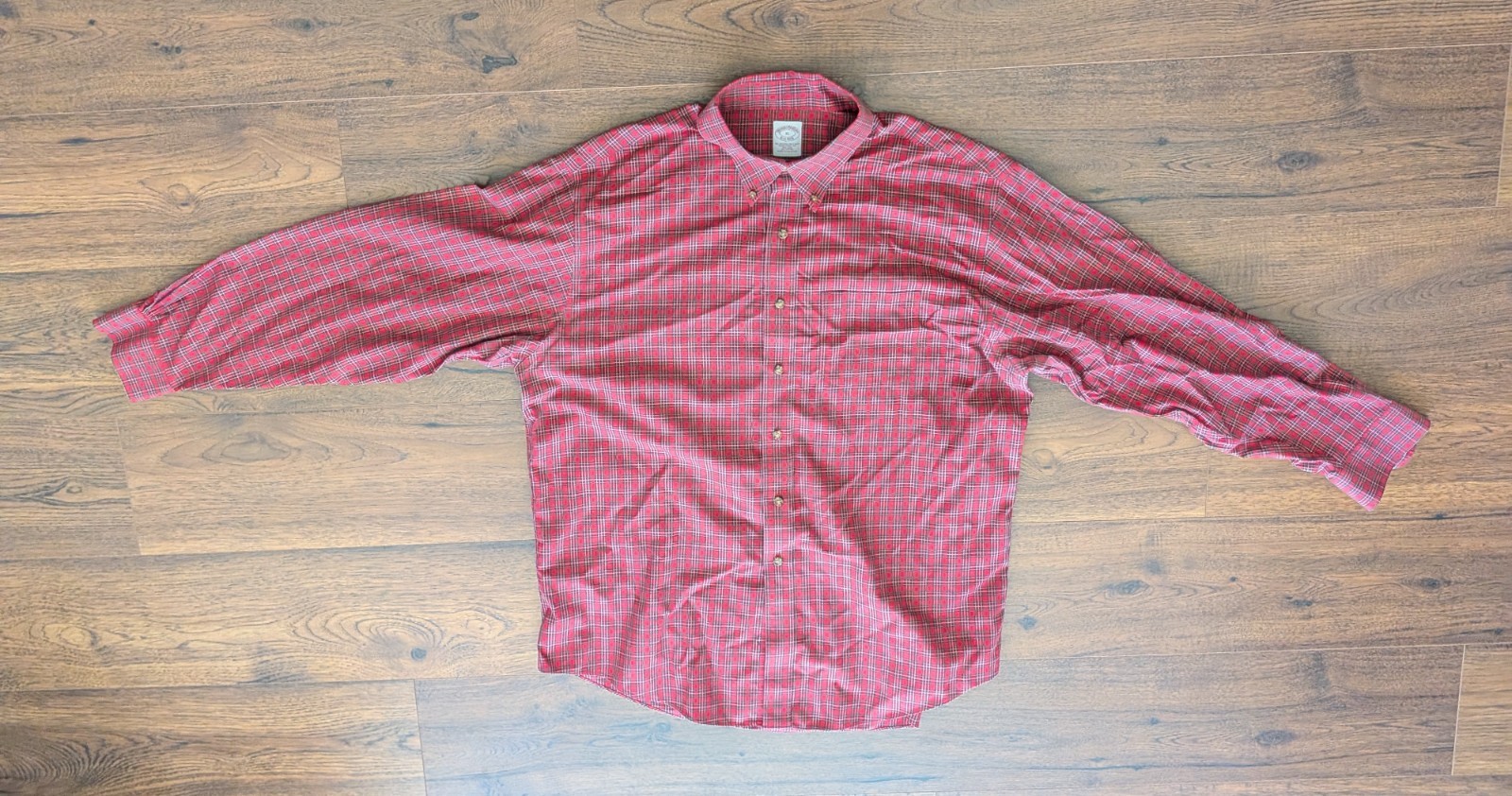 Brooks Brothers 1818 Red Checked Long Sleeve Button Down Shirt Men's XL