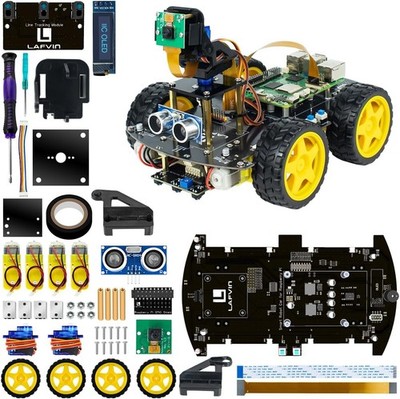 4WD Smart Car Kit mit Kamera für Raspberry Pi 5 4B 3B 2B Roboter Auto Set