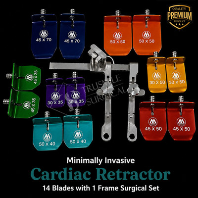 Minimally Invasive Cardiac Retractor 14 Blades with 1 Frame Surgical Set